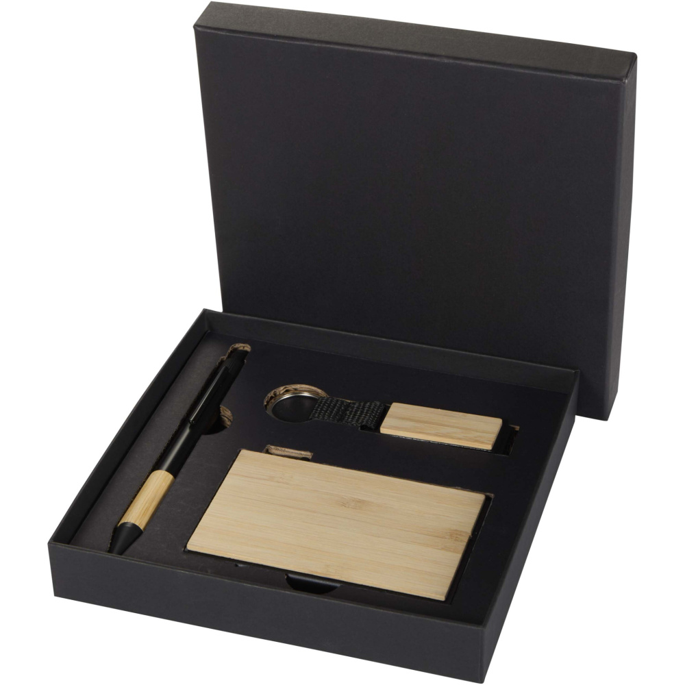 Logo trade liikelahjat tuotekuva: Minka RCS-kierrätetystä alumiinista valmistettu kuulakärkikynän, avaimenperän ja RFID-korttikotelon lahjasetti